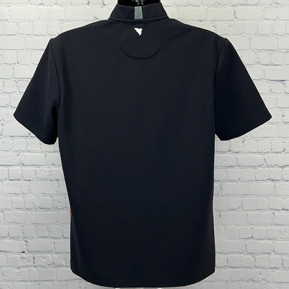 Macade Golf Heath Bomber Henley Shirt Mens L Large Black Short Sleeve Stretch