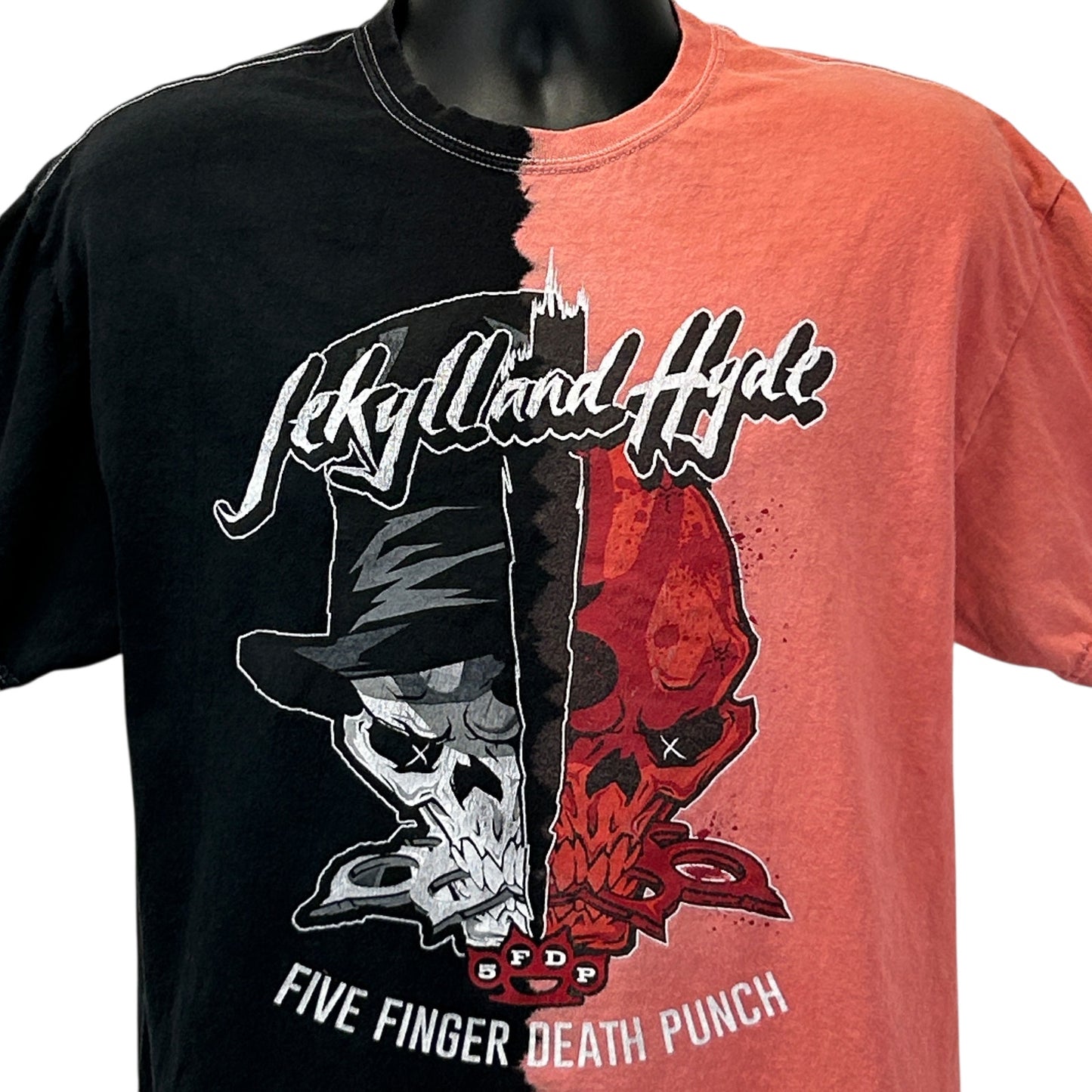 Five Finger Death Punch Jekyll and Hyde T Shirt 5FDP Band Tie Dye Orange L Large