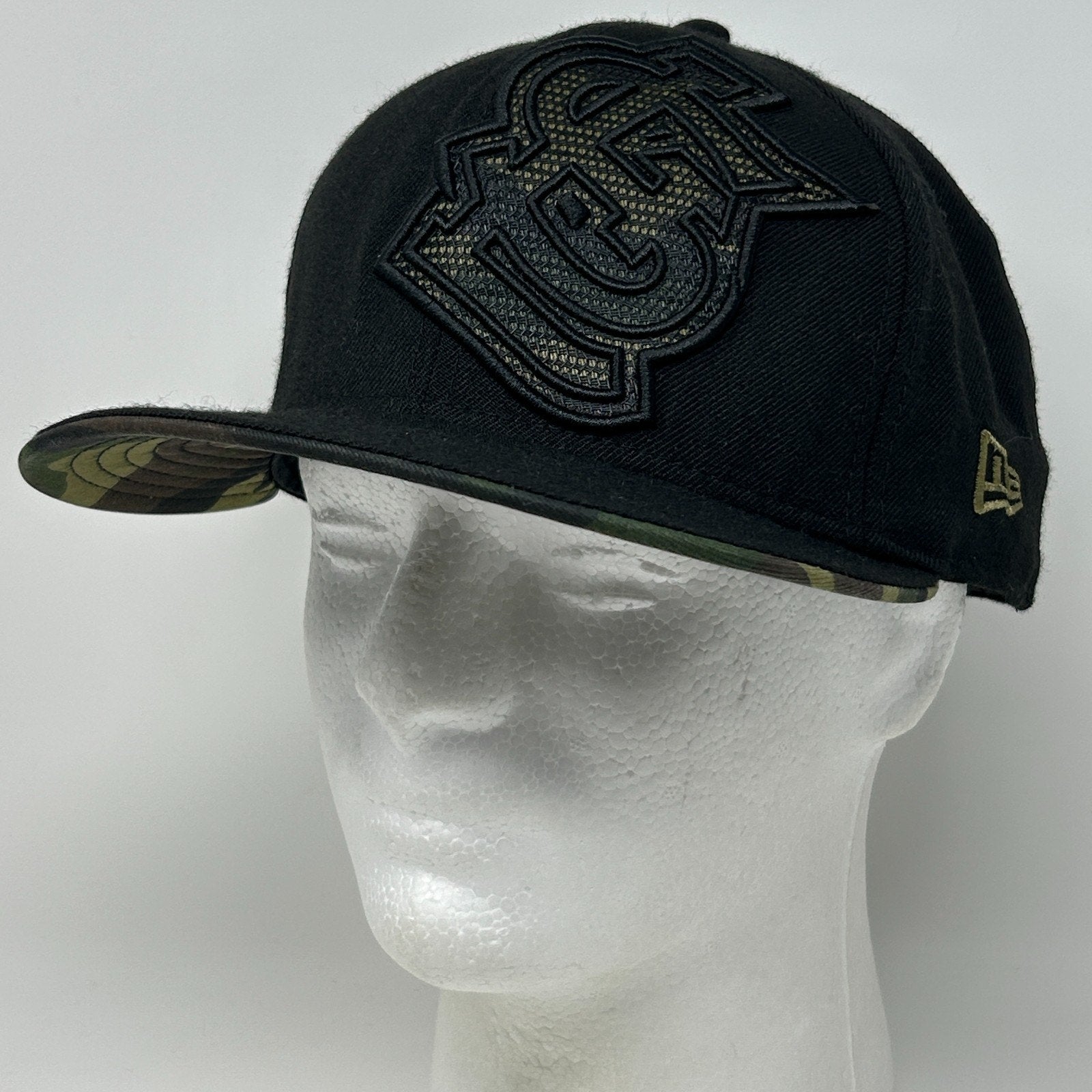 St Louis Cardinals Hat Baseball Cap Army Camouflage New Era Black Fitted 7 3/8 - Neon Vintage