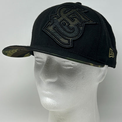 St Louis Cardinals Hat Baseball Cap Army Camouflage New Era Black Fitted 7 3/8 - Neon Vintage
