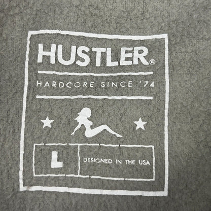 Hustler Spell Out Hoodie L Large Gray Hardcore Pornography Magazine Larry Flynt