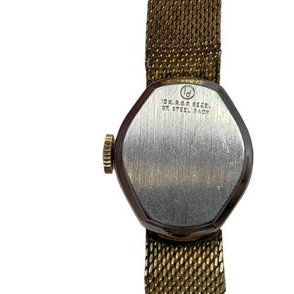 Vintage 60s Towncraft mujeres 21 joyas 10K oro lleno reloj de pulsera cara ovalada