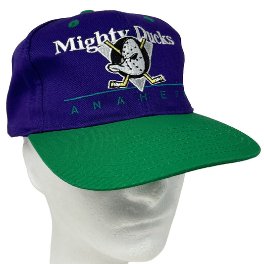Anaheim Mighty Ducks Hat NHL Hockey Vintage 90s Purple Snapback Baseball Cap