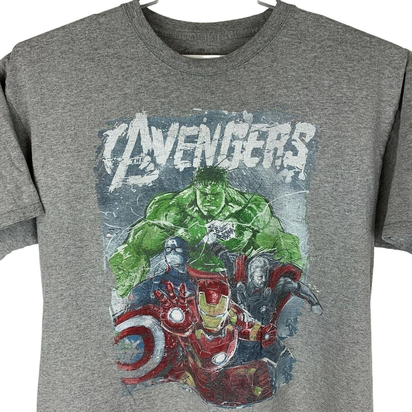 Marvel Comics Avengers T Shirt X-Large Captain America Iron Man Thor Mens Gray