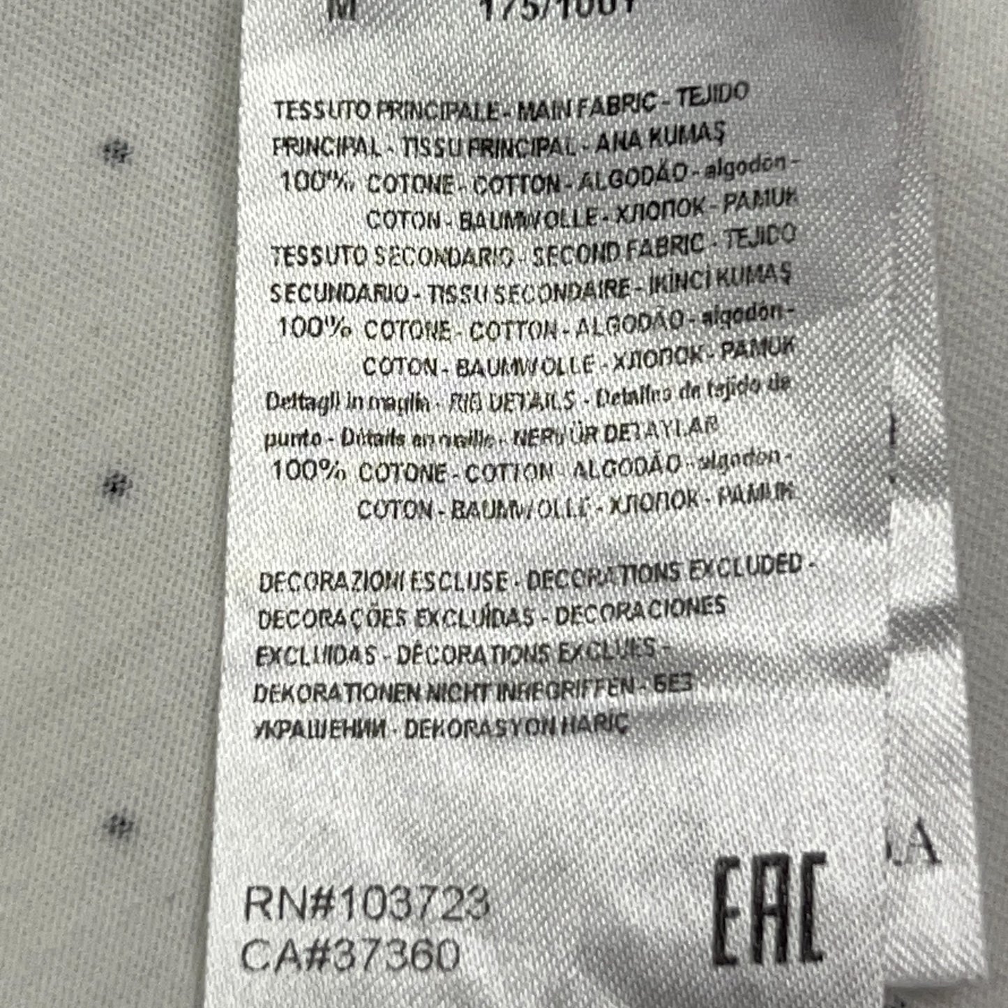 Armani Exchange Polo Shirt AX Spotted Polka Dot Pocket White Mens M Medium