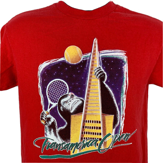 Transamerica Tennis Open Vintage 80s T Shirt Medium San Francisco USA Mens Red