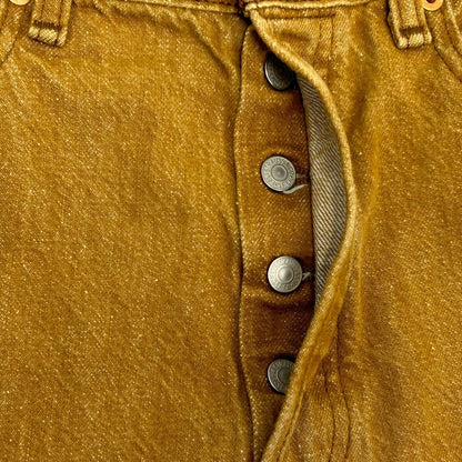 Levis 501 Gold Button Fly Jeans 33x29 White Oak Cone Denim Red Tag Mens Yellow