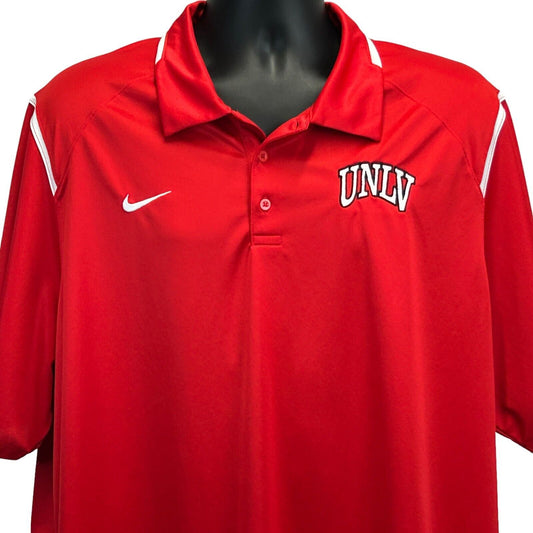 UNLV Runnin' Rebels Nike Polo T Shirt 2XL NCAA Las Vegas Dri Fit Tee Mens Red