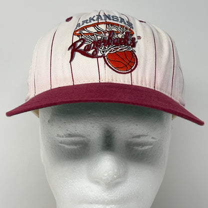 Vintage 90s Arkansas Razorbacks Basketball Hat Baseball Cap White Hogs Snapback