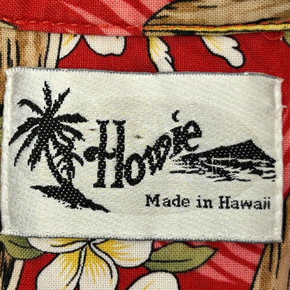 Howie Surfboards 复古 90 年代夏威夷露营衬衫 中号 冲浪者冲浪 男式 红色