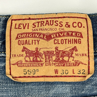 Levis 569 Loose Straight Jeans Distressed Paint Splattered Denim Blue Mens 30x31