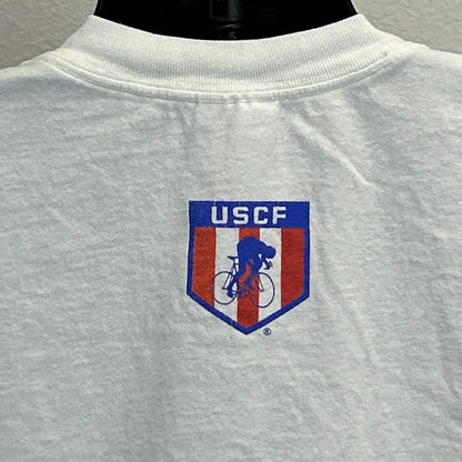 Vintage USA Cycling USCF T Shirt Mens Large Summer Olympics Bicycling 90s White