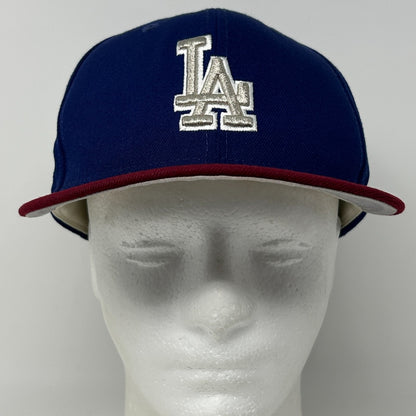 Los Angeles LA Dodgers 50th Anniv Hat Baseball Cap Blue New Era MLB Fitted 7 1/8 - Neon Vintage