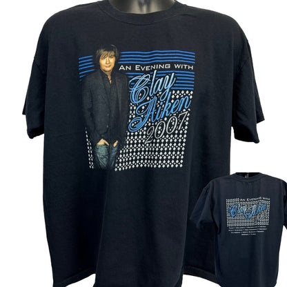 Camiseta de la gira de Clay Aiken 2007, talla XL, camiseta de concierto American Idol para hombre, color negro