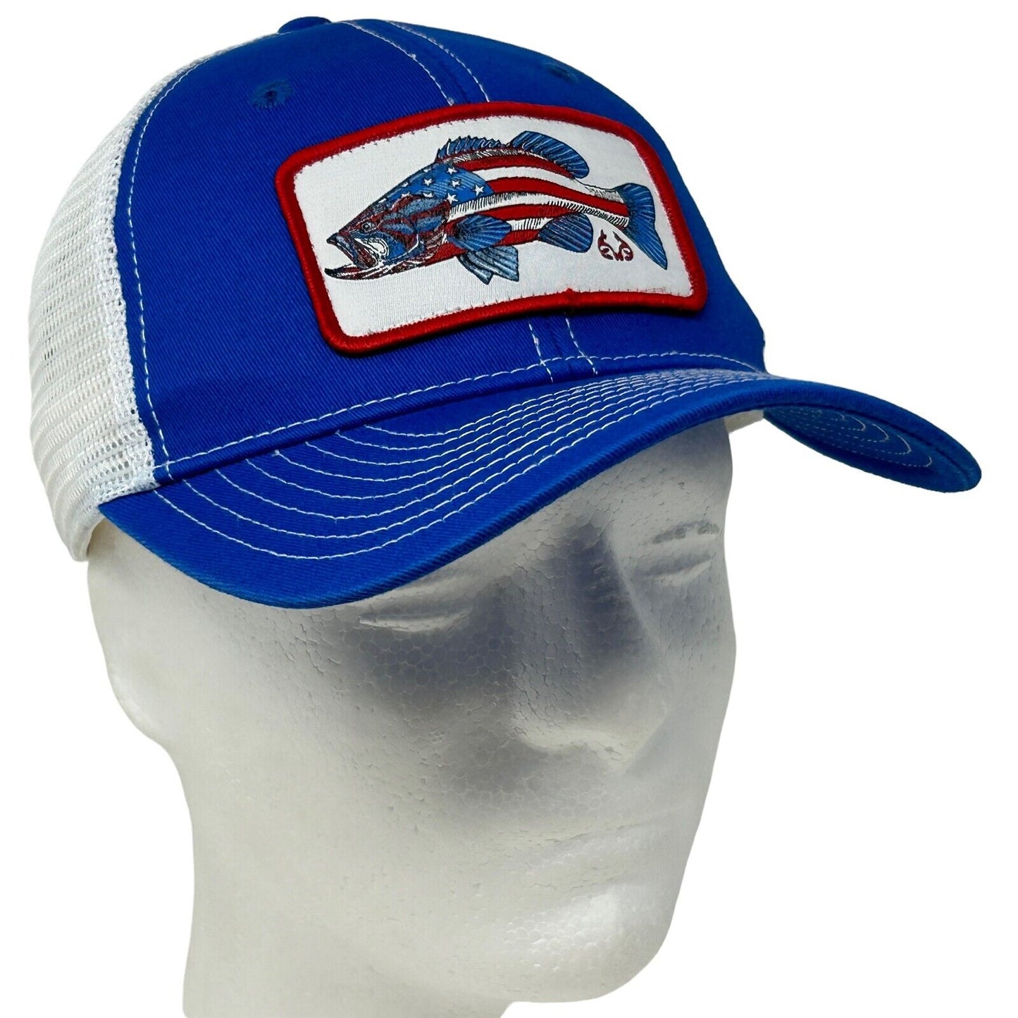Realtree Patriotic Fishing Trucker Hat Fisherman Blue Mesh Snapback Baseball Cap