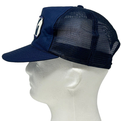 TPG Financial Patch Trucker Hat Vintage 70s Blue Mesh Snapback Baseball Cap