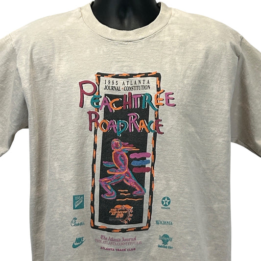 Vintage 1995 Peachtree Road Race T Shirt Mens XL X-Large Beige Atlanta Running