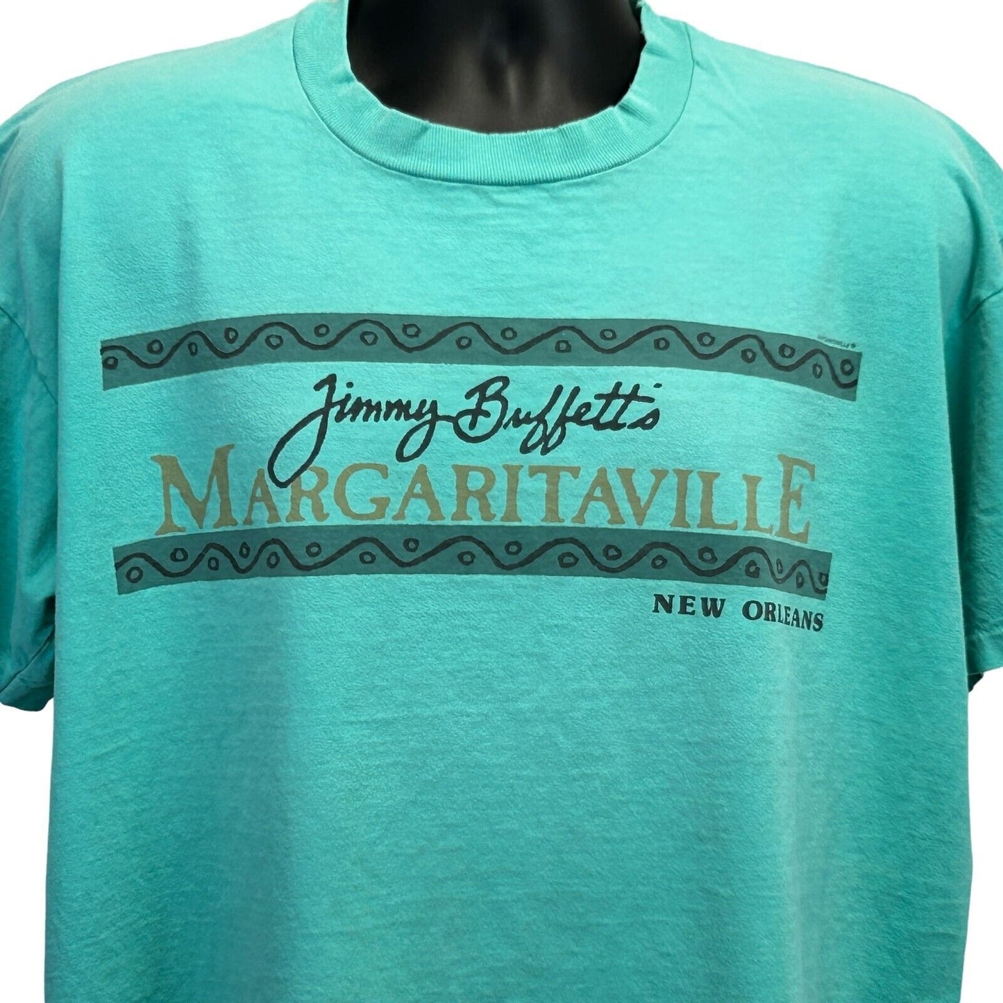 Vintage Jimmy Buffetts Margaritaville T Shirt X-Large 90s New Orleans Mens Green