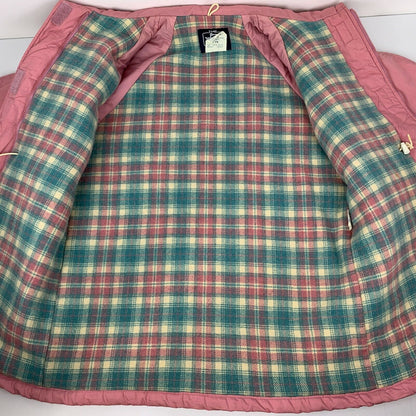 Woolrich mujeres granero campo tarea abrigo vintage 70s lana rosa forrado EE.UU. hecho grande