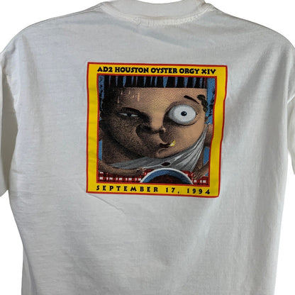 AD2 休斯顿牡蛎狂欢复古 90 年代 T 恤 1994 年德克萨斯州广告 2 美国制造 T 恤 XL