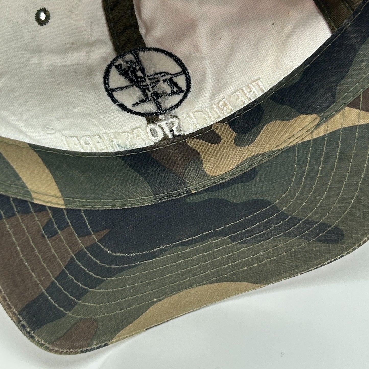 Vintage 90s Buck Stops Here Hat Baseball Cap Hunting Camouflage Green Snapback