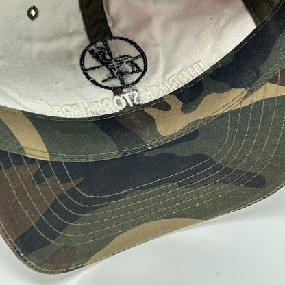 Vintage 90s Buck Stops Here Hat Baseball Cap Hunting Camouflage Green Snapback