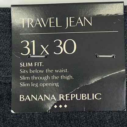 Banana Republic Travel Jeans Mens 31x30 Slim Fit Charcoal Gray Stretch NWT