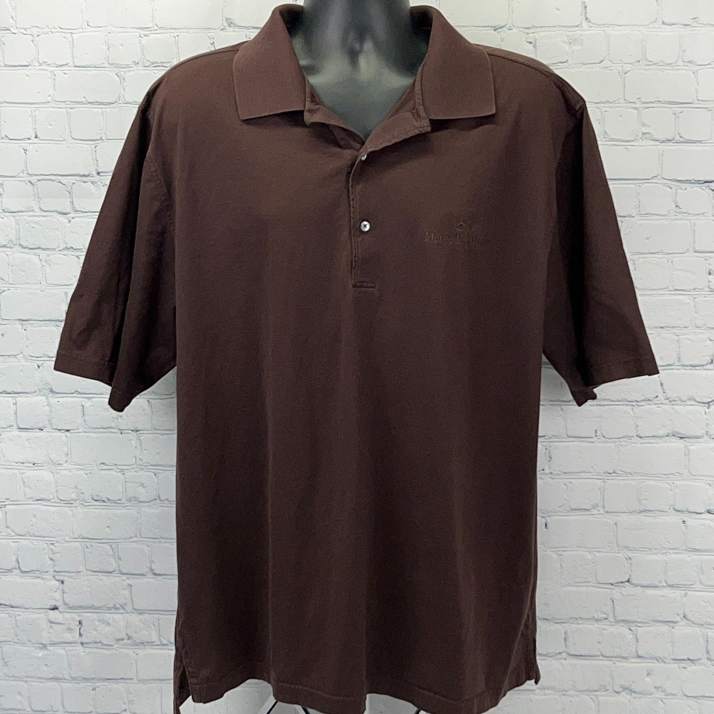 Vintage 90s Mercedes Benz Golf Polo Shirt Mens XL X-Large Brown Fairway & Greene
