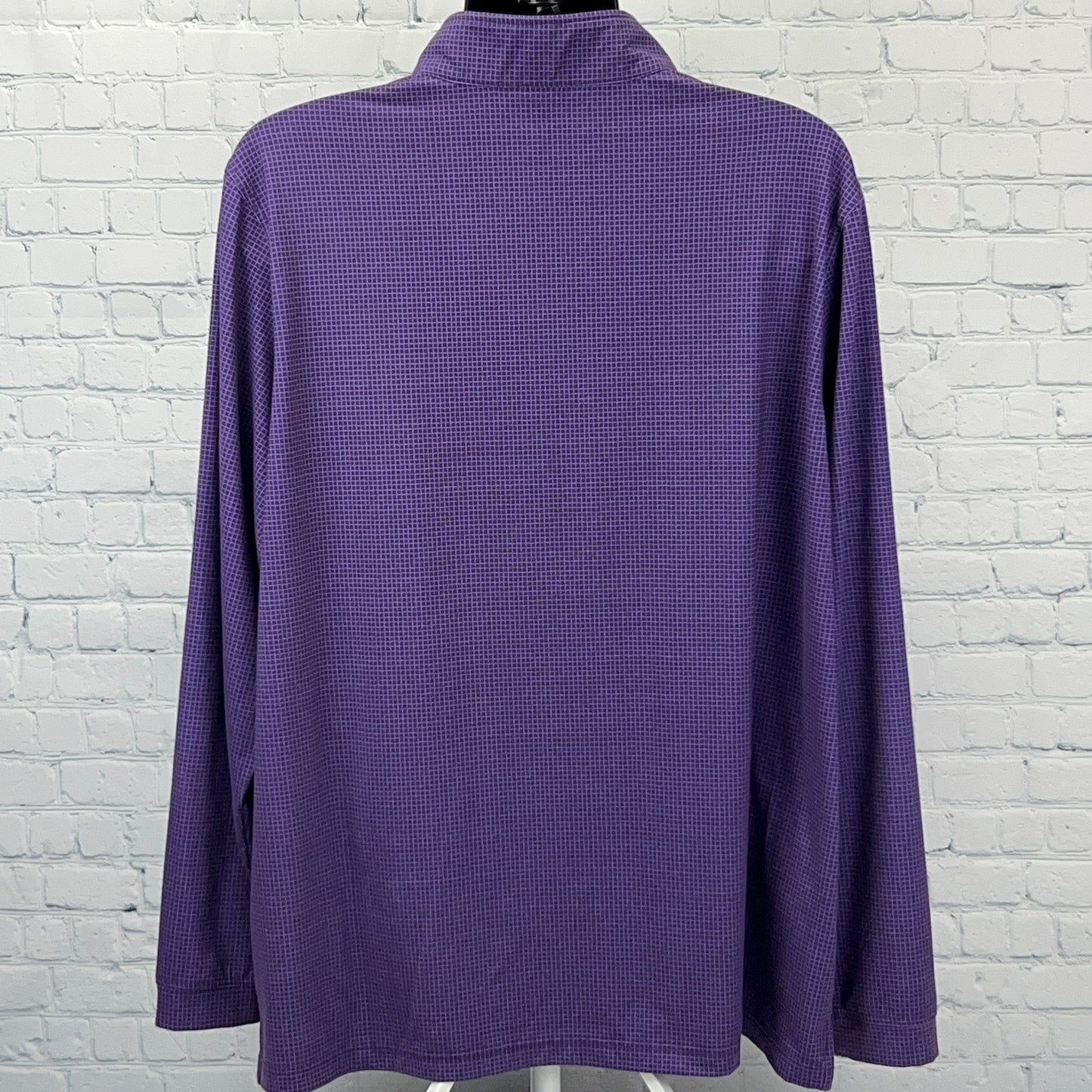 Good Good Quarter 1/4 Q Zip Shirt Golfer Long Sleeve Purple Check 3XL 3XLarge