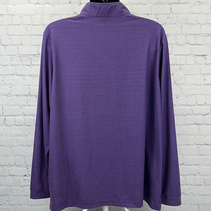 Good Good Quarter 1/4 Q Zip Shirt Golfer Long Sleeve Purple Check 3XL 3XLarge