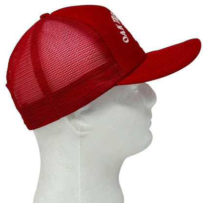 Vintage 80s Oak Tree Manor Trucker Hat Baseball Cap Red Spring Texas Snapback