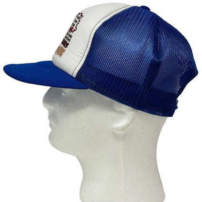 Working With Turkeys Trucker Hat Vintage 80s Blue Funny Snapback Baseball Cap