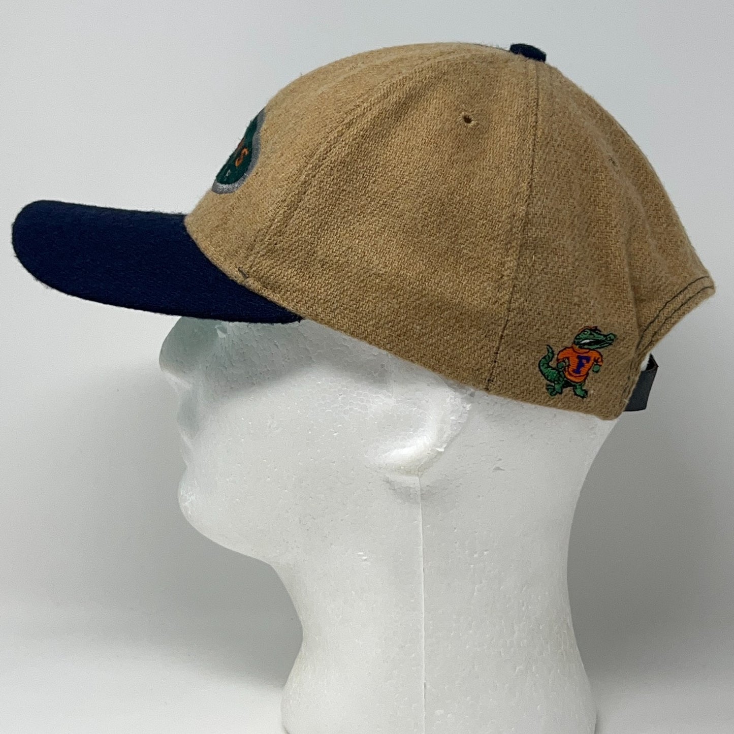 Vintage 90s Florida Fighting Gators Hat Baseball Cap University Strapback Beige