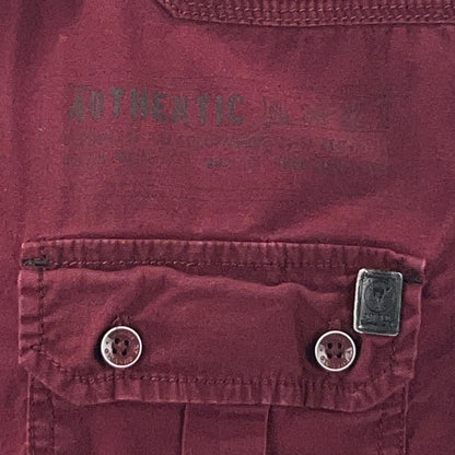 I Jeans by Buffalo David Bitton Button Front Shirt XL X‑Large Red Cotton Stretch