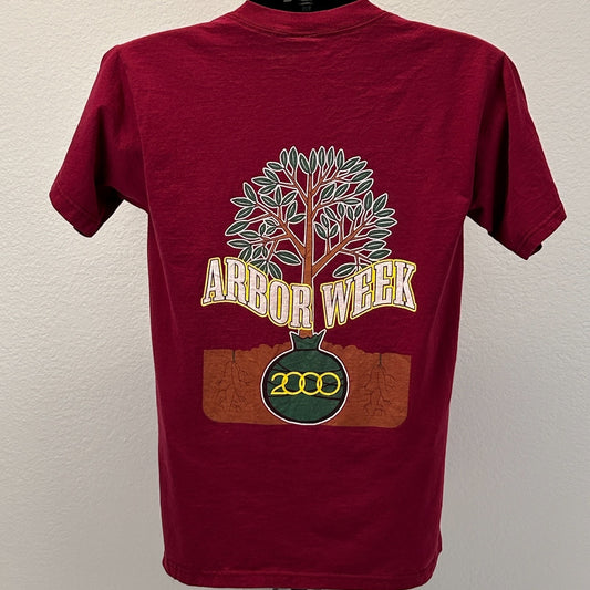 Vintage Y2Ks Arbor Week BP Amoco T Shirt 2000 Arbor Day Gas Trees Red S Small - Neon Vintage
