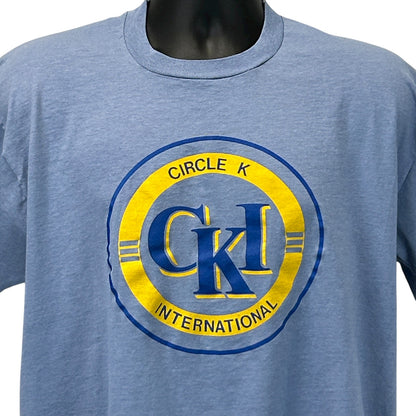 Vintage 90s Circle K International T Shirt CKI Kiwanis USA Made Blue XL X-Large