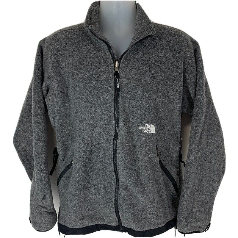 Chaqueta polar The North Face de talla mediana con cremallera completa y bolsillos con cordón para hombre, color gris