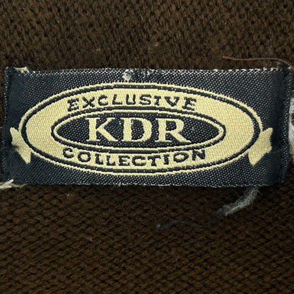 Vintage 80s 90s Cuello Polo Suéter Marrón Beige Verde Geométrico KDR Medio