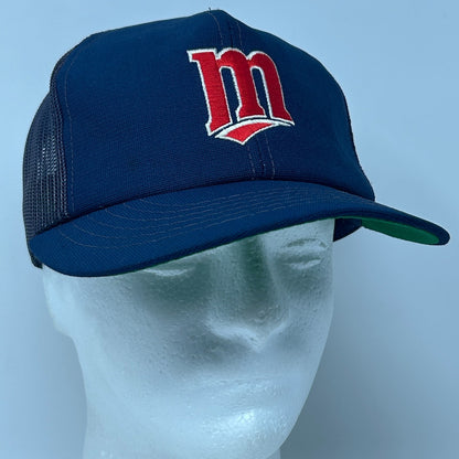 Vintage 80s Minnesota Twins Trucker Hat Baseball Cap Blue Mesh Snapback MLB