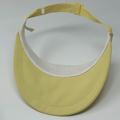 Vintage Blank Solid Visor Hat Cap Yellow 80s Strapback Golf Golfer Golfing