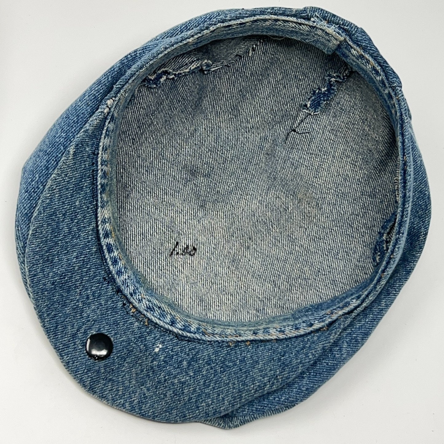 Vintage Denim Jeans Flat Cap Hat Newsboy Cabbie Handmade Blue S-M