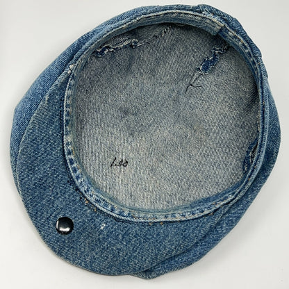 Vintage Denim Jeans Flat Cap Hat Newsboy Cabbie Handmade Blue S-M