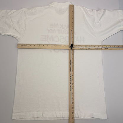 Vintage 90s Ask Me About My Handsome Kids T Shirt Mens M Medium White Parents