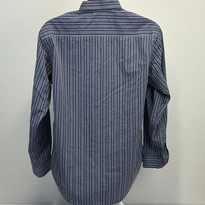 Robert Graham Button Front Shirt Large Striped Button Up Button Down Mens Blue