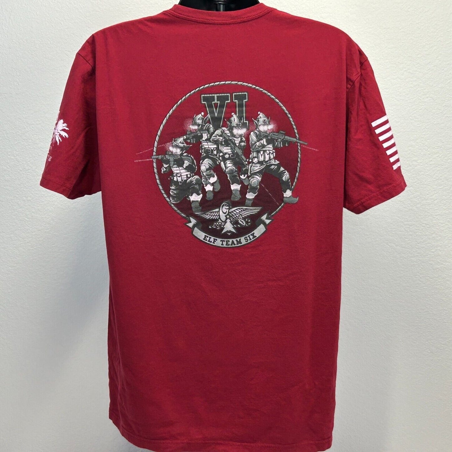 Camiseta de estilo elfo del equipo seis del Club Grunt, talla extra grande, para Navidad, vacaciones, Papá Noel, para hombre, color rojo