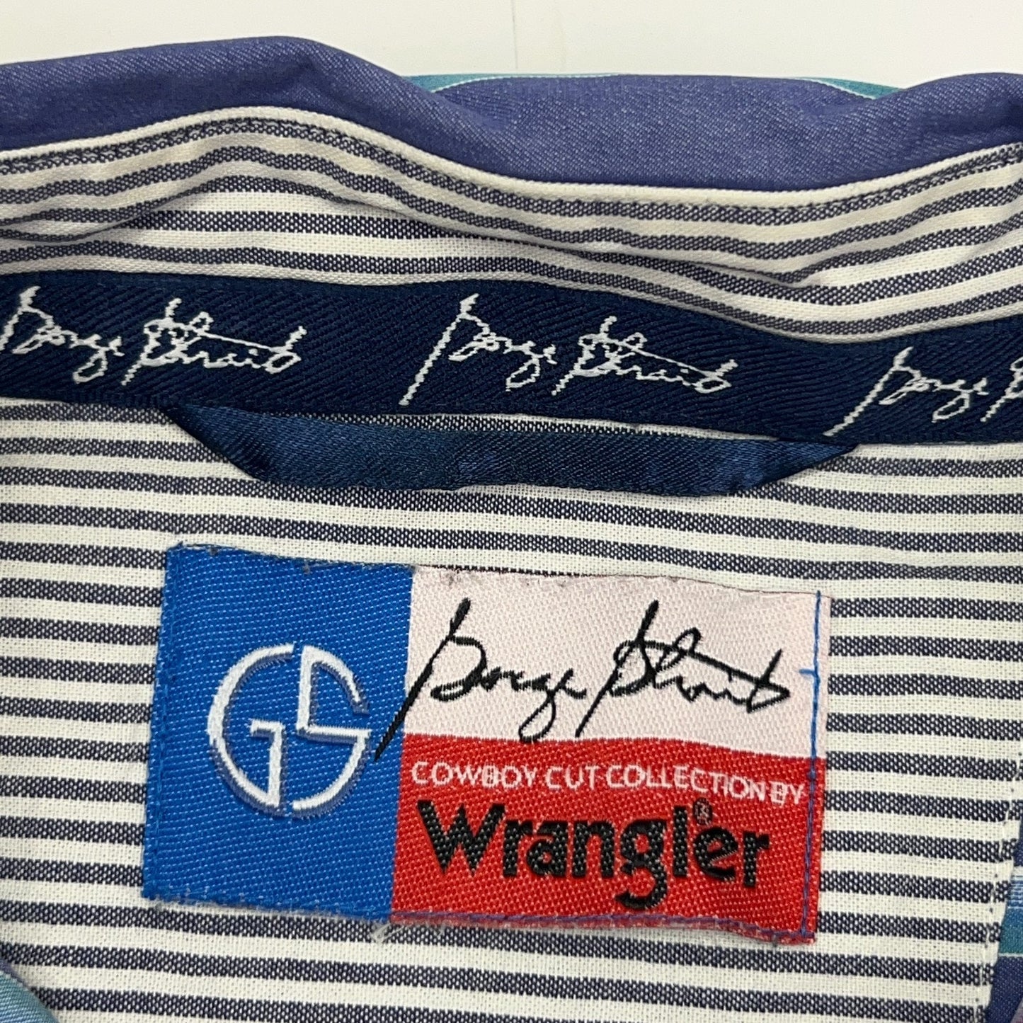 Wrangler George Strait Striped Button Front Shirt Cowboy Cut Blue XL X-Large