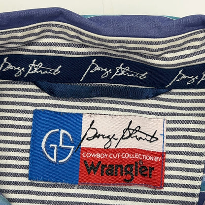Wrangler George Strait Striped Button Front Shirt Cowboy Cut Blue XL X-Large