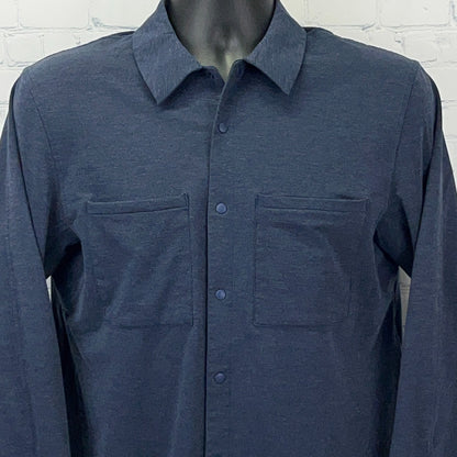 Lululemon Compatibility Long Sleeve Shirt Mens S Small Navy Blue Snap Front