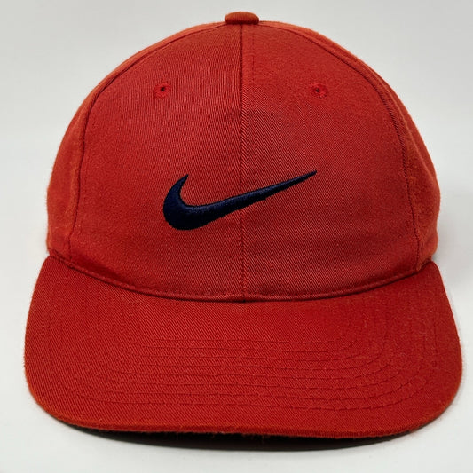 Vintage 90s Nike Center Swoosh Hat Baseball Cap Red Logo Snapback 6 Panel - Neon Vintage