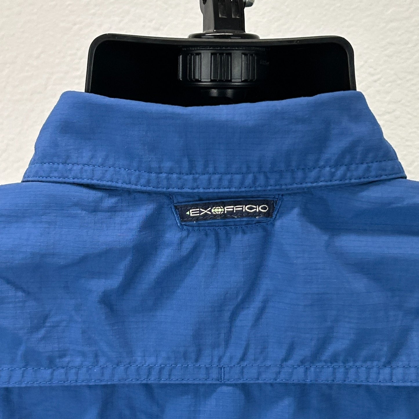 ExOfficio Button Front Shirt Hiking Hiker Fisherman Fishing Vented Blue S Small
